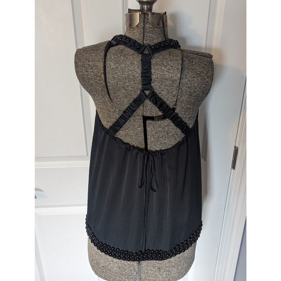 Development by Erica Davies Studded /beaded Tank Racerback 100% silk lined top - Picture 2 of 11